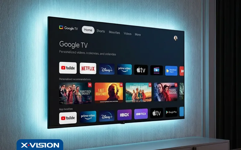 تکنولوژی google TV در تلویزیون 58 اینچ ایکس ویژن